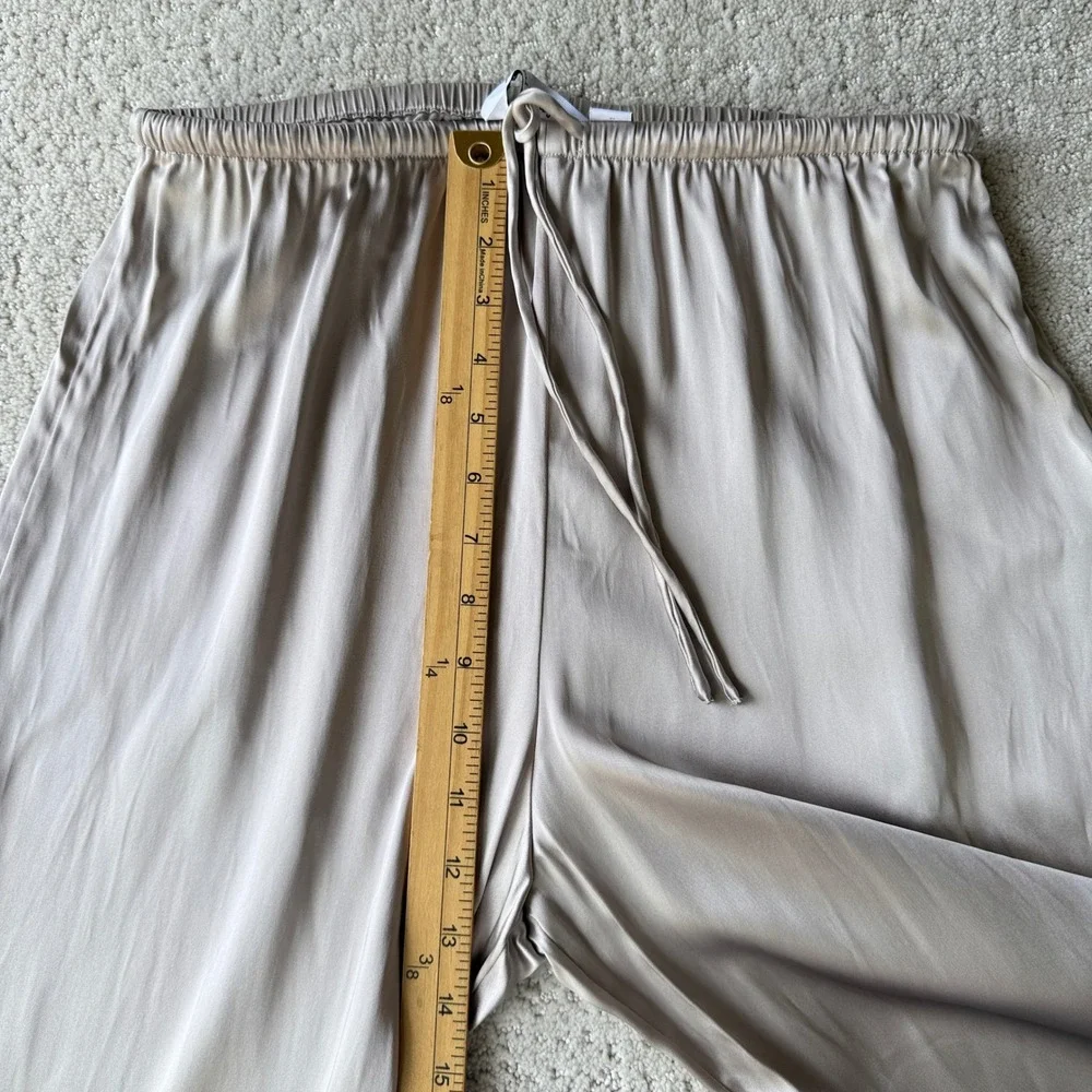 & Other Stories Drawstring Satin Trousers Womens 6 Beige Wide Leg Relaxed Fit - Picture 11 of 15